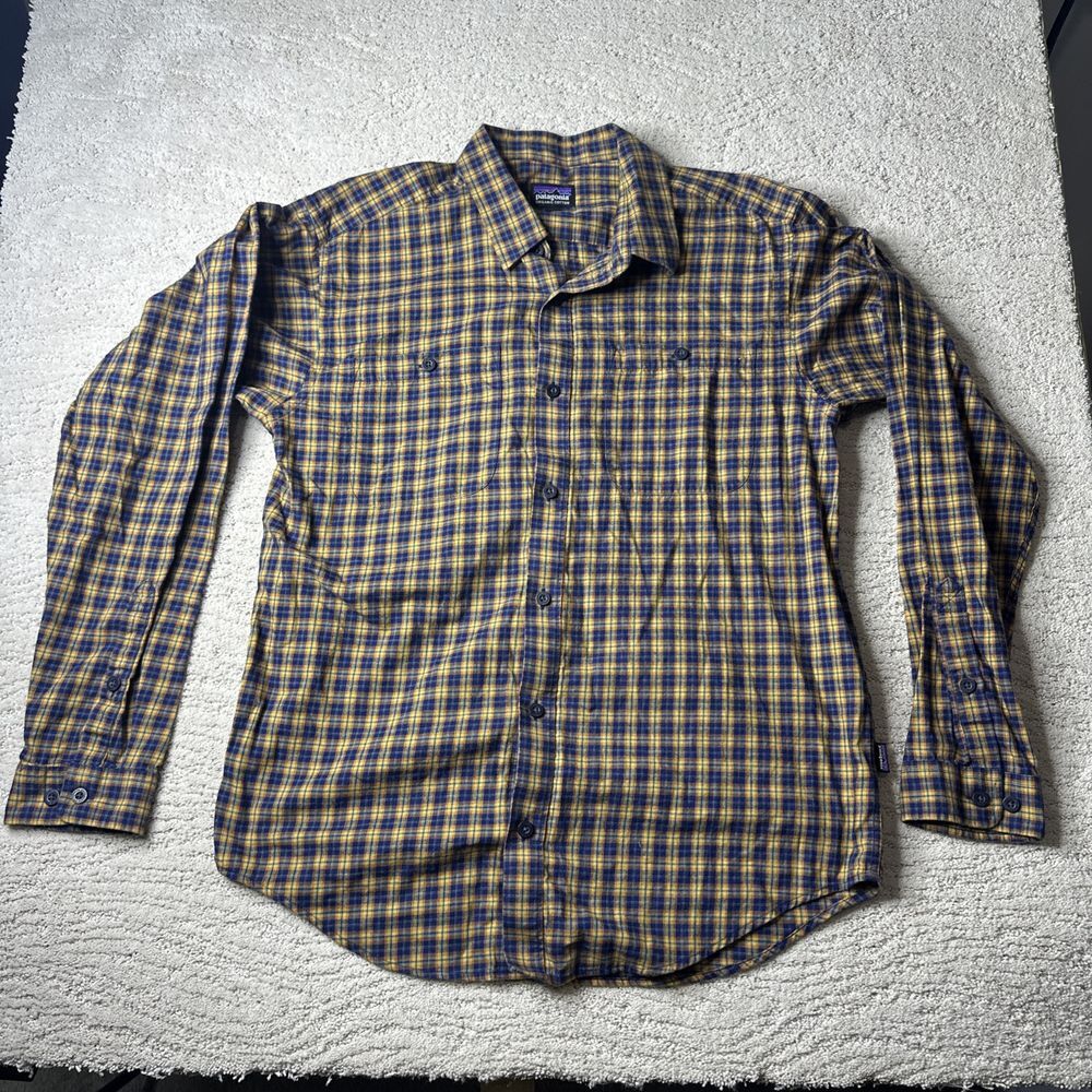 Men's Patagonia‎ Medium Long Sleeve Plaid Flannel Button Shirt Organic Cotton